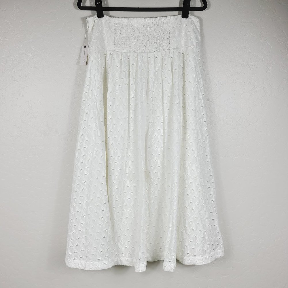 Maeve Button-Front Eyelet Lined Midi Skirt NEW - Picture 6 of 10